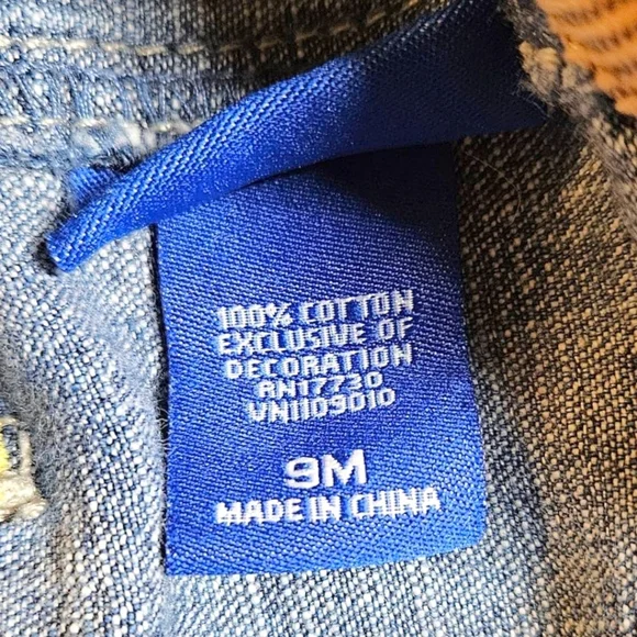 Denim Overalls 100% Cotton Genuine Baby by Oshkosh B'gosh Sz 9 Months Y2K - Picture 8 of 10